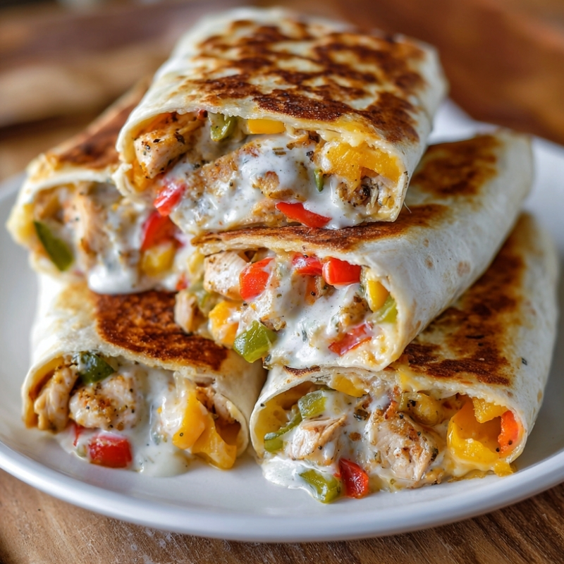 Zesty Chicken Bell Pepper Ranch Burritos