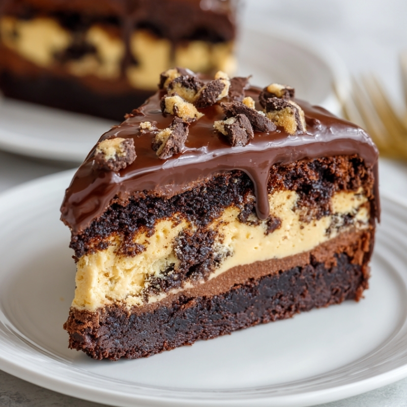 Decadent Cookie Dough Brownie Cake