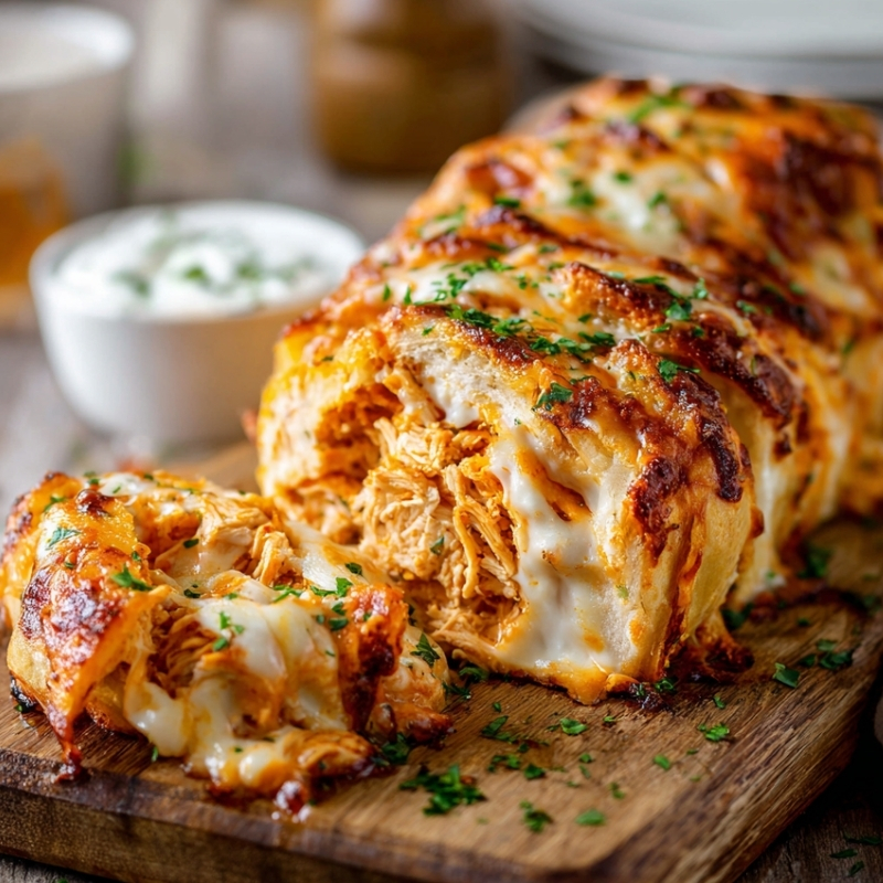 Golden Buffalo Chicken Cheese Bake